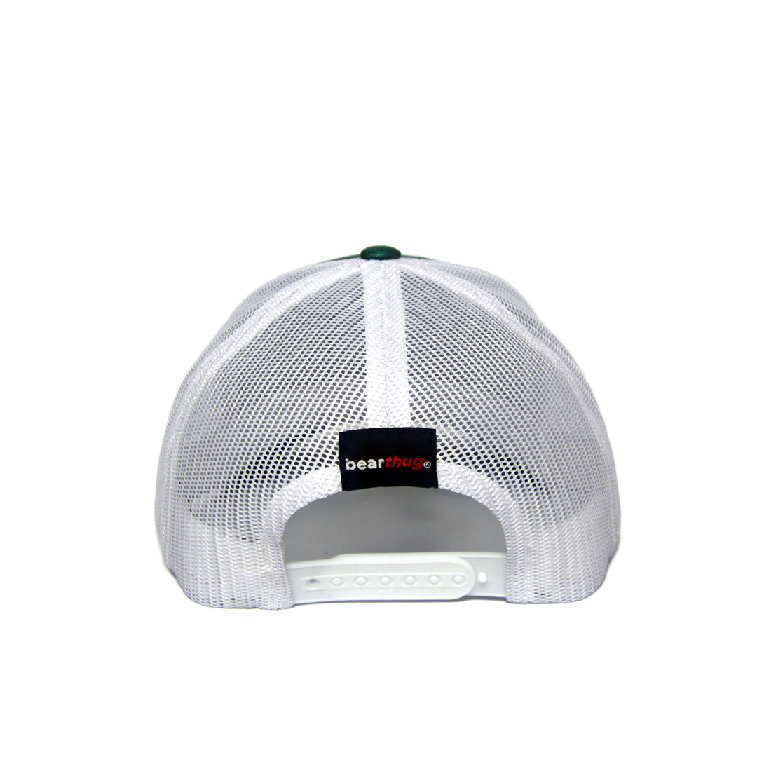 BearThug Snapback Ball Caps - Green/White Mesh (PVC Patch) - Back