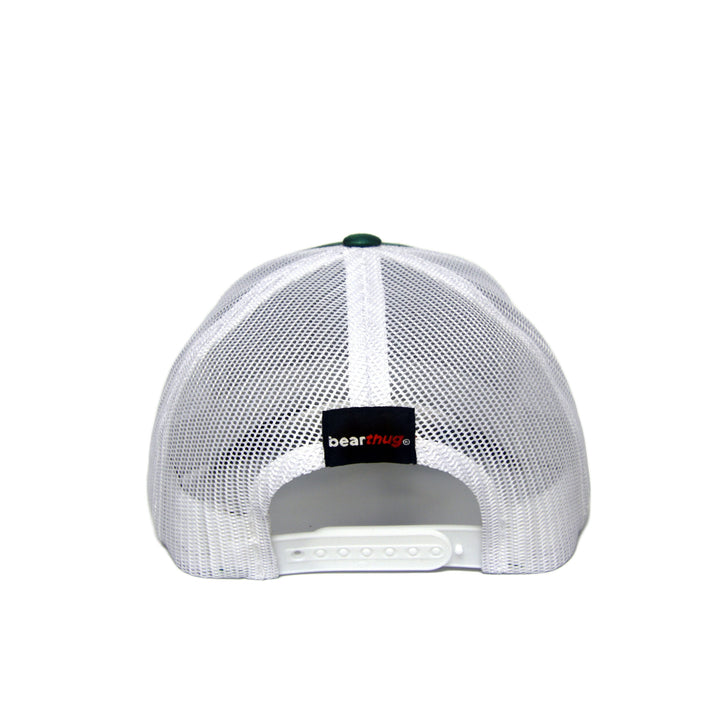 BearThug Snapback Ball Caps - Green/White Mesh (PVC Patch) - Back
