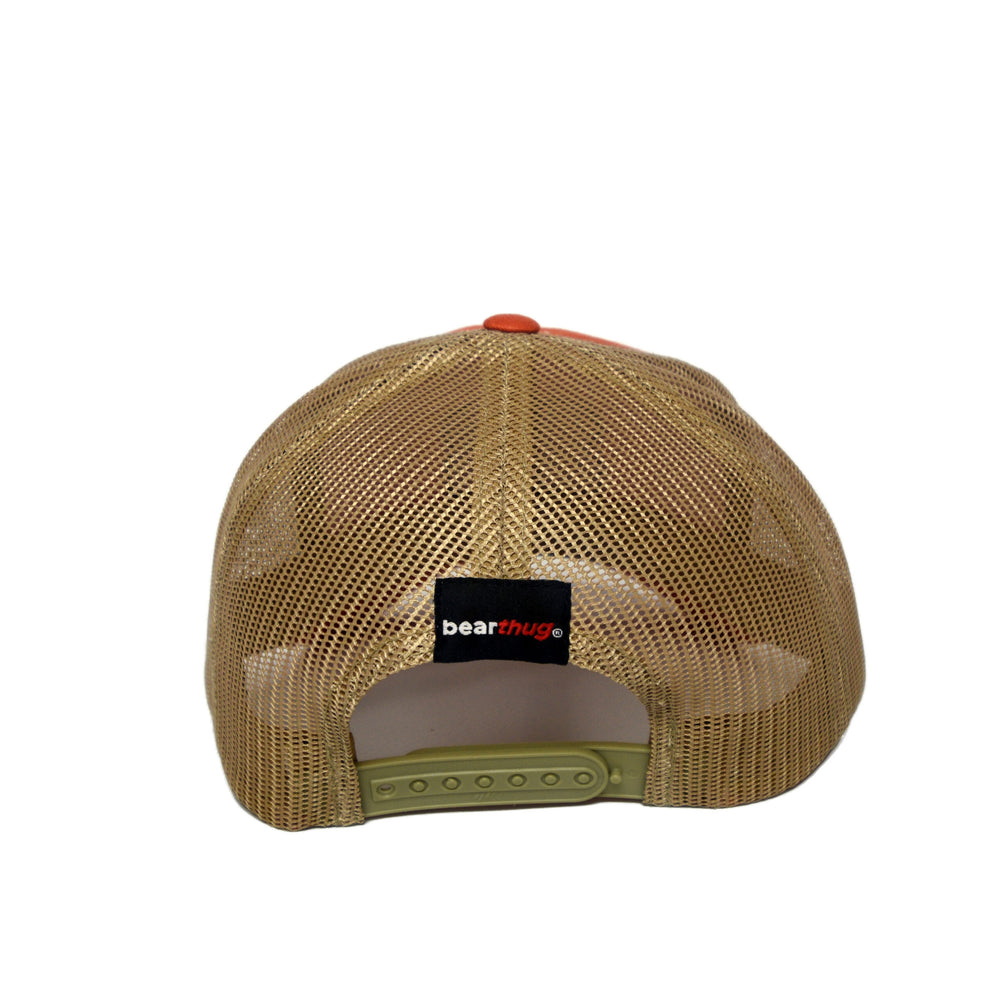 BearThug Snapback Ball Caps - Orange/Khaki Mesh (PVC Patch) - Back