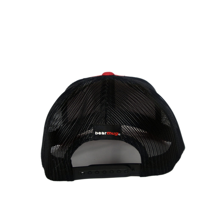 BearThug Snapback Ball Caps - Red/Black Mesh (PVC Patch) - Back