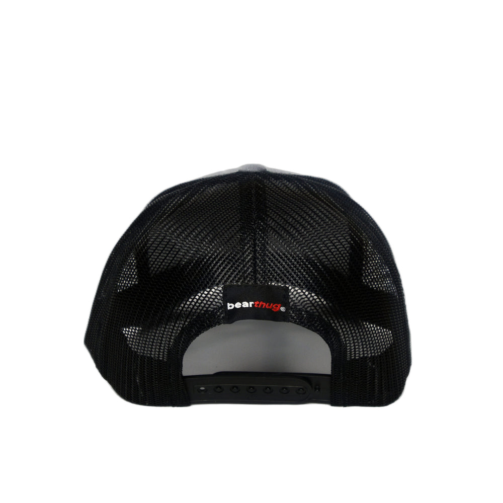 BearThug Snapback Ball Caps - Heather Grey/Black Mesh (PVC Patch) - Back