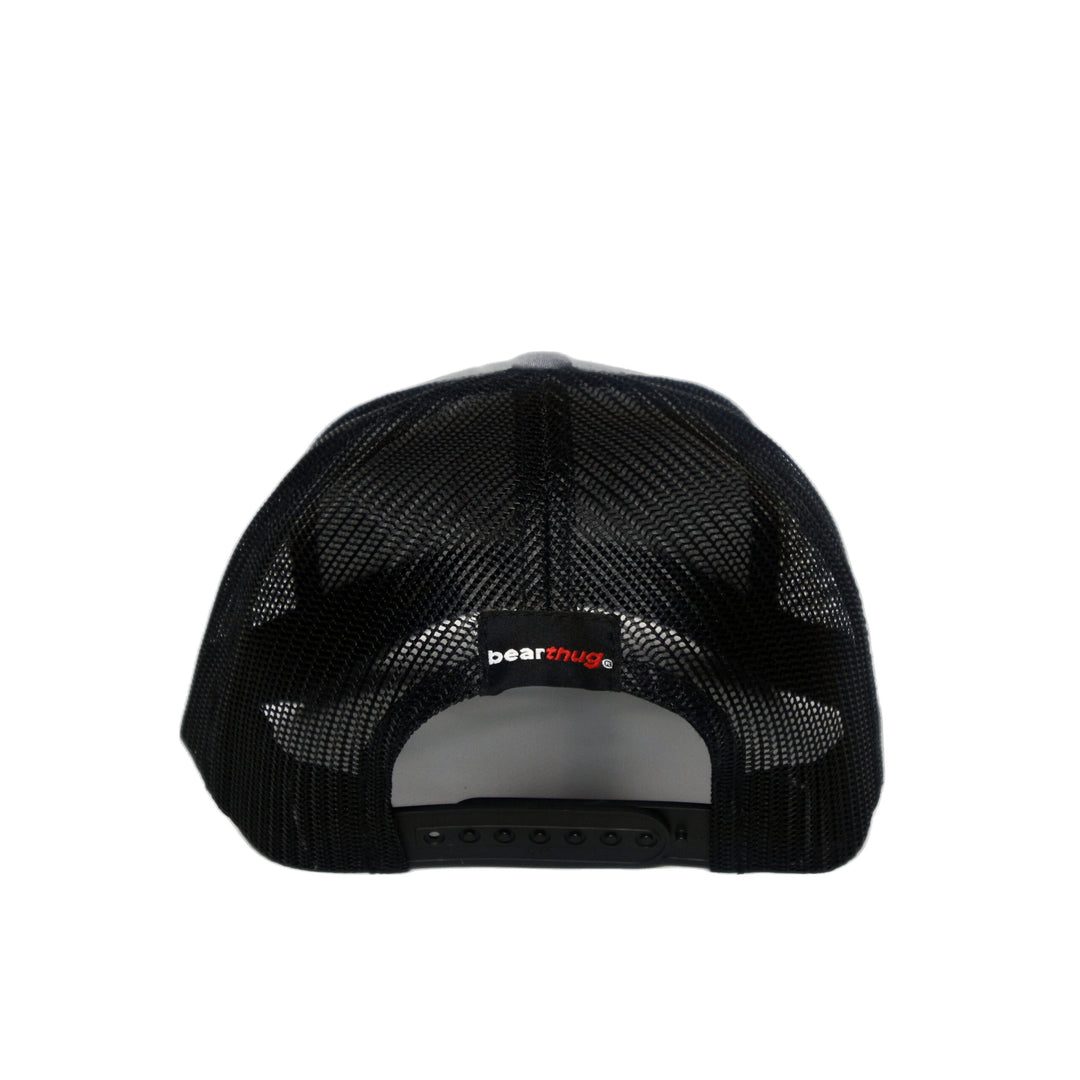 BearThug Snapback Ball Caps - Heather Grey/Black Mesh (PVC Patch) - Back