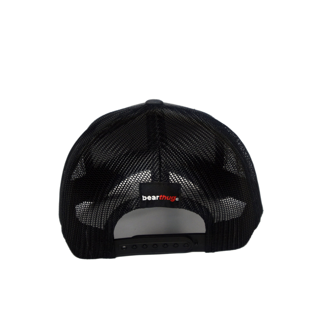 BearThug Snapback Ball Caps - Charcoal/Black Mesh (PVC Patch) - Back