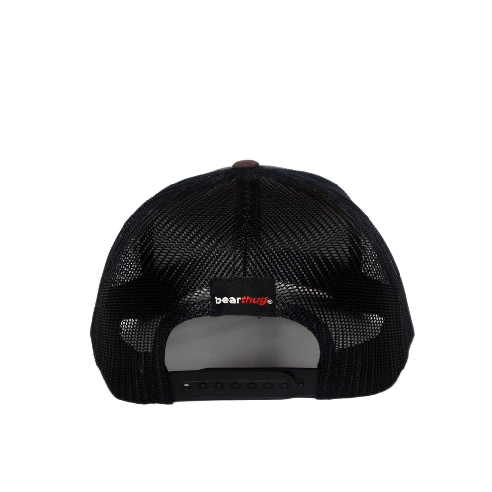 BearThug Snapback Ball Caps - Green Camo/Black Mesh (PVC Patch) - Back