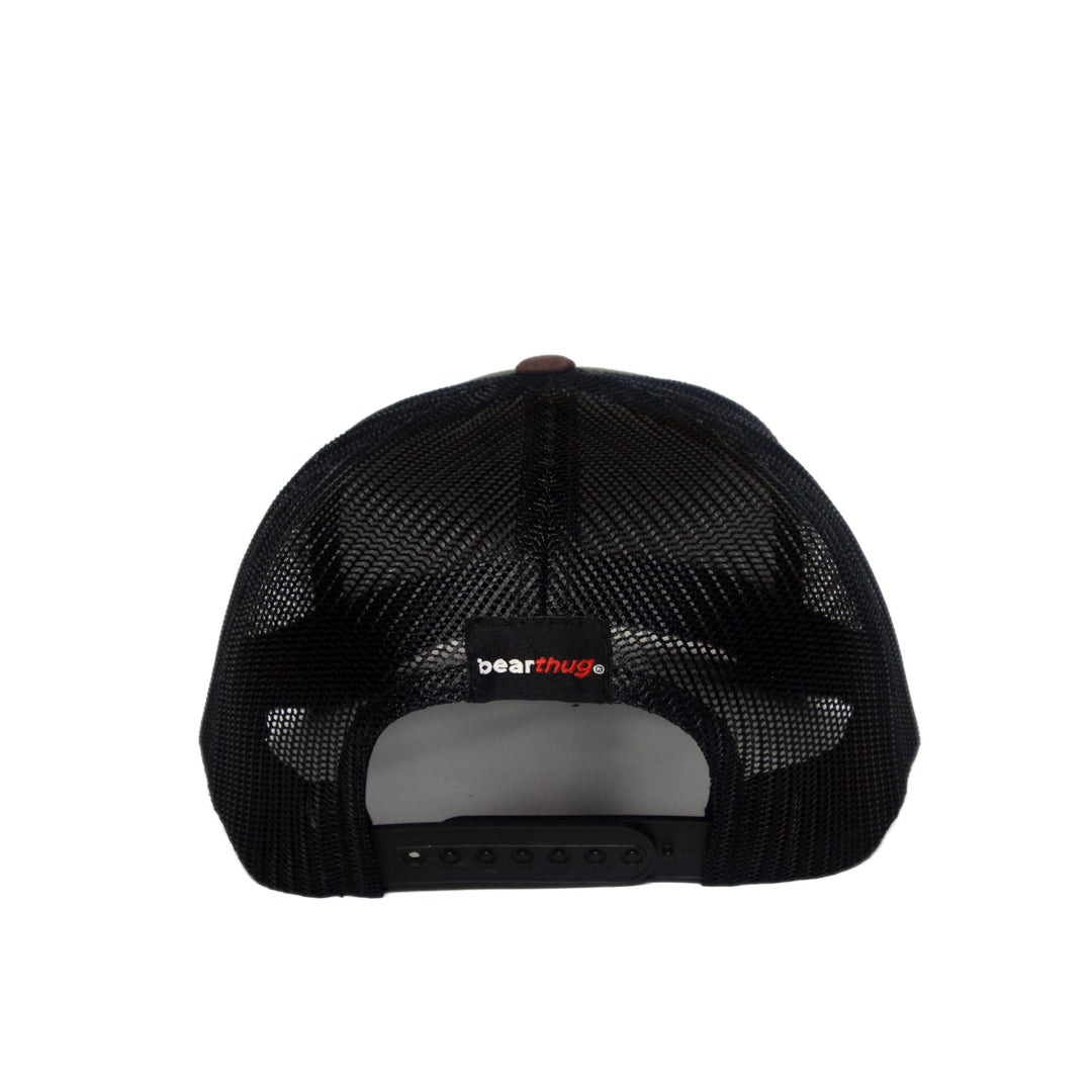 BearThug Snapback Ball Caps - Green Camo/Black Mesh (PVC Patch) - Back