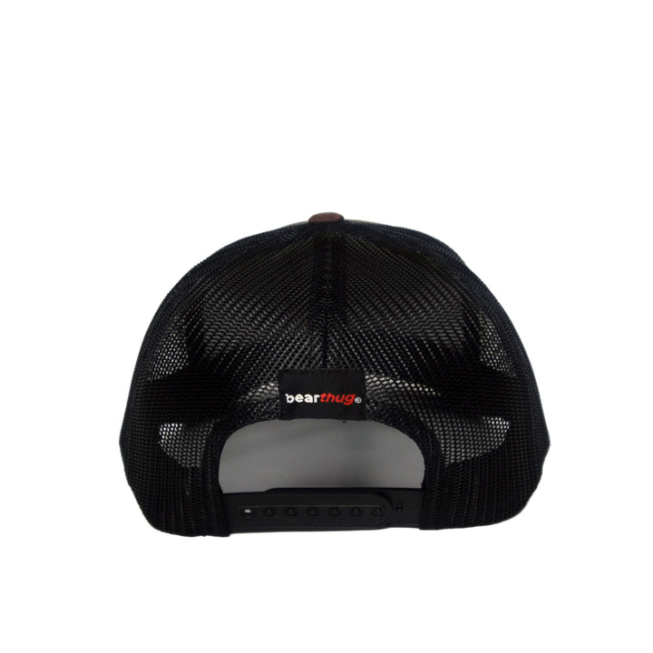 BearThug Snapback Ball Caps - Green Camo/Black Mesh (PVC Patch) - Back