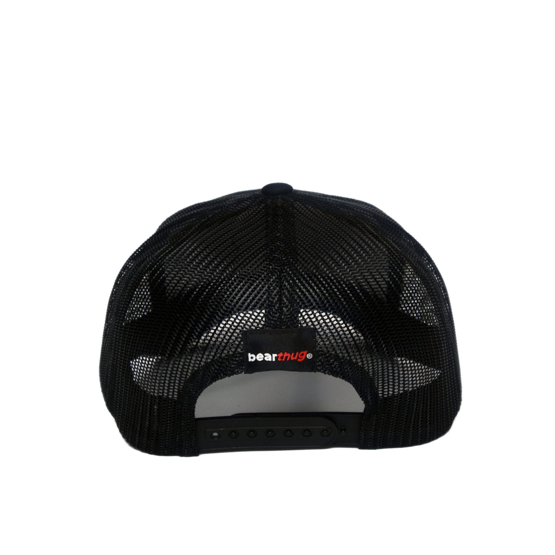 BearThug Snapback Ball Caps - Black/Black Mesh (PVC Patch) - Back