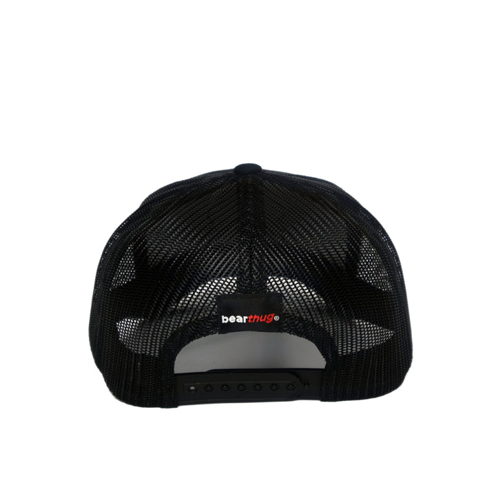 BearThug Snapback Ball Caps - Black/Black Mesh (PVC Patch) - Back