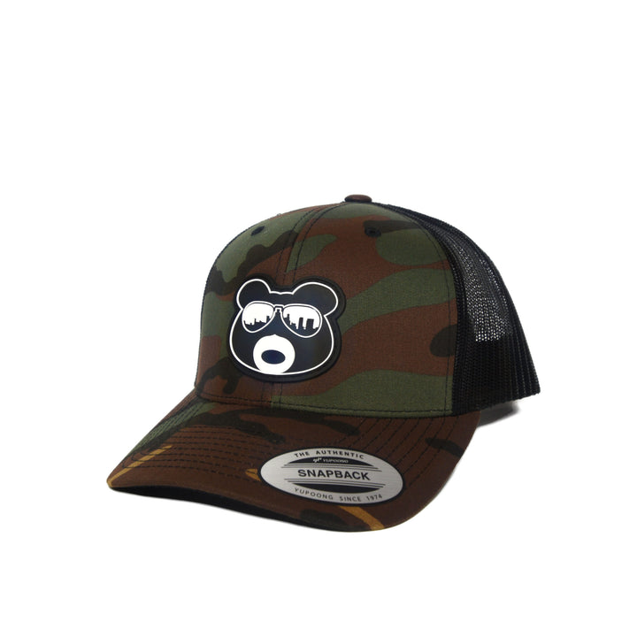 BearThug Snapback Ball Cap - Green Camo/Black Mesh (PVC Patch)